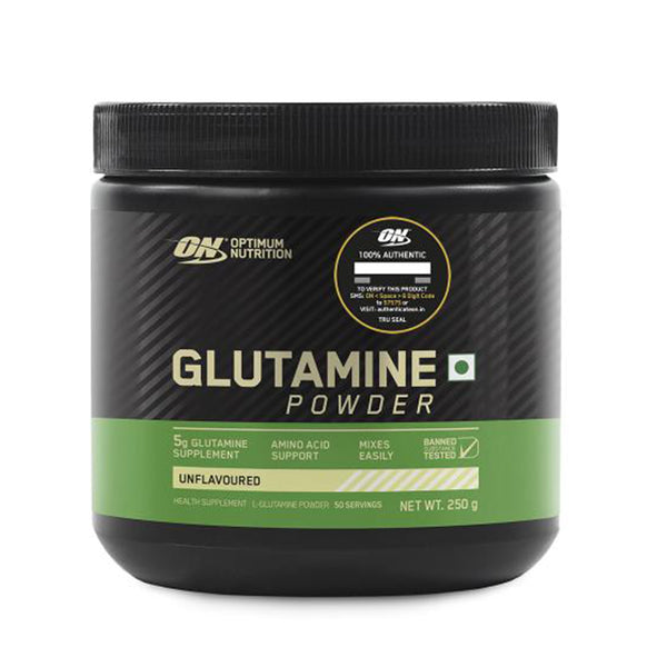 Optimum Nutrition L-Glutamine Powder - Amino Acid Support & Muscle Recovery - 5g Glutamine - Pack of 250 Gram - 50 Serves